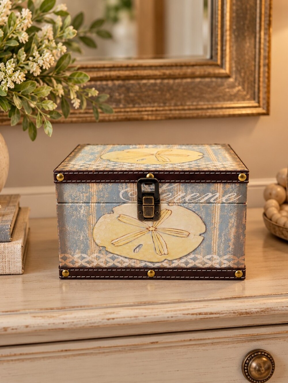 Fuzhou Bestone Serene Sand Dollar Coastal Decorative Keepsake Box